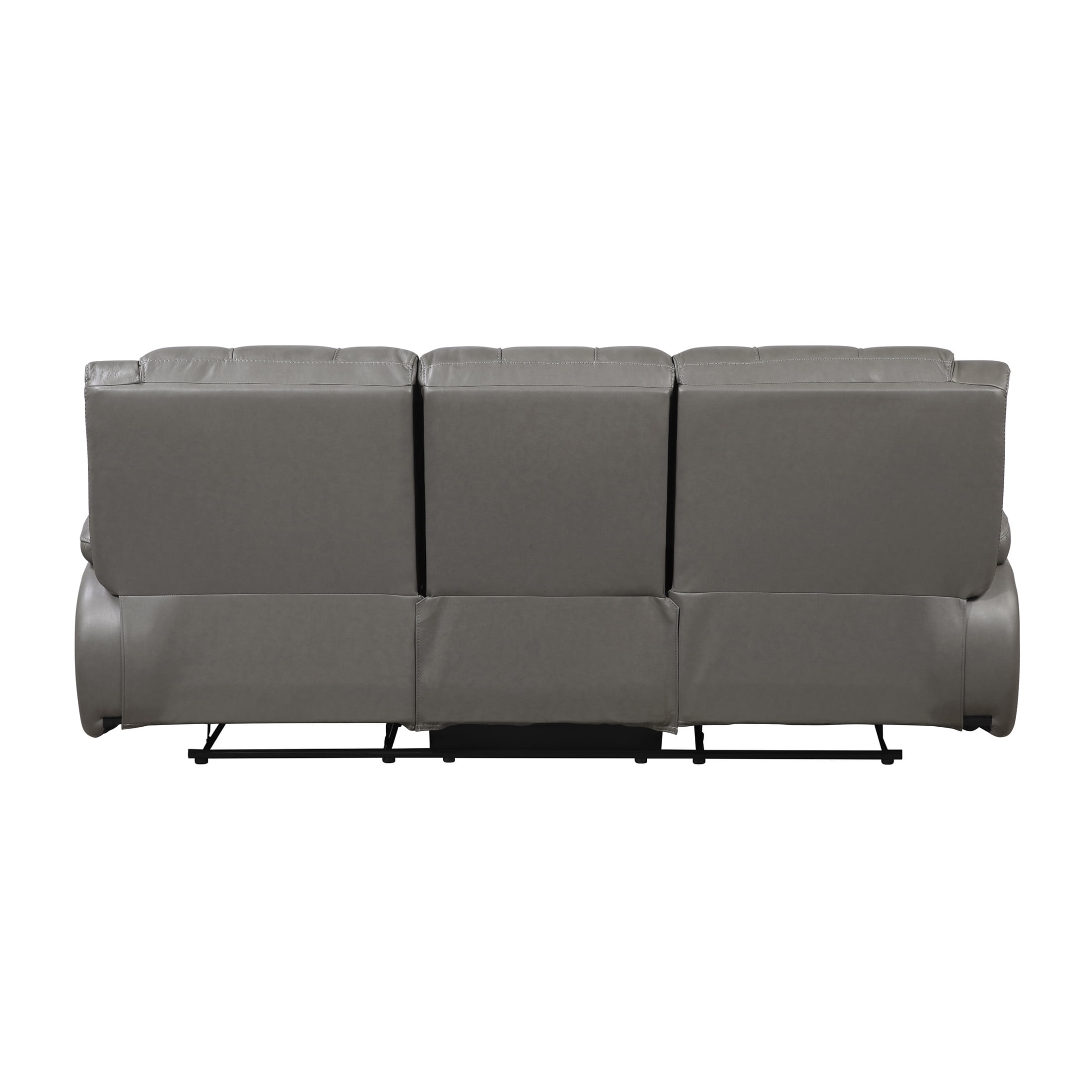 OakvillePark Arlisse Leather Match Manual Double Reclining Sofa, Gray