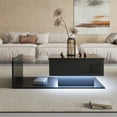 thumbnail image 4 of Coffee table, high-gloss black, side table, coffee table with glass and LED effect, with glass top., 4 of 48
