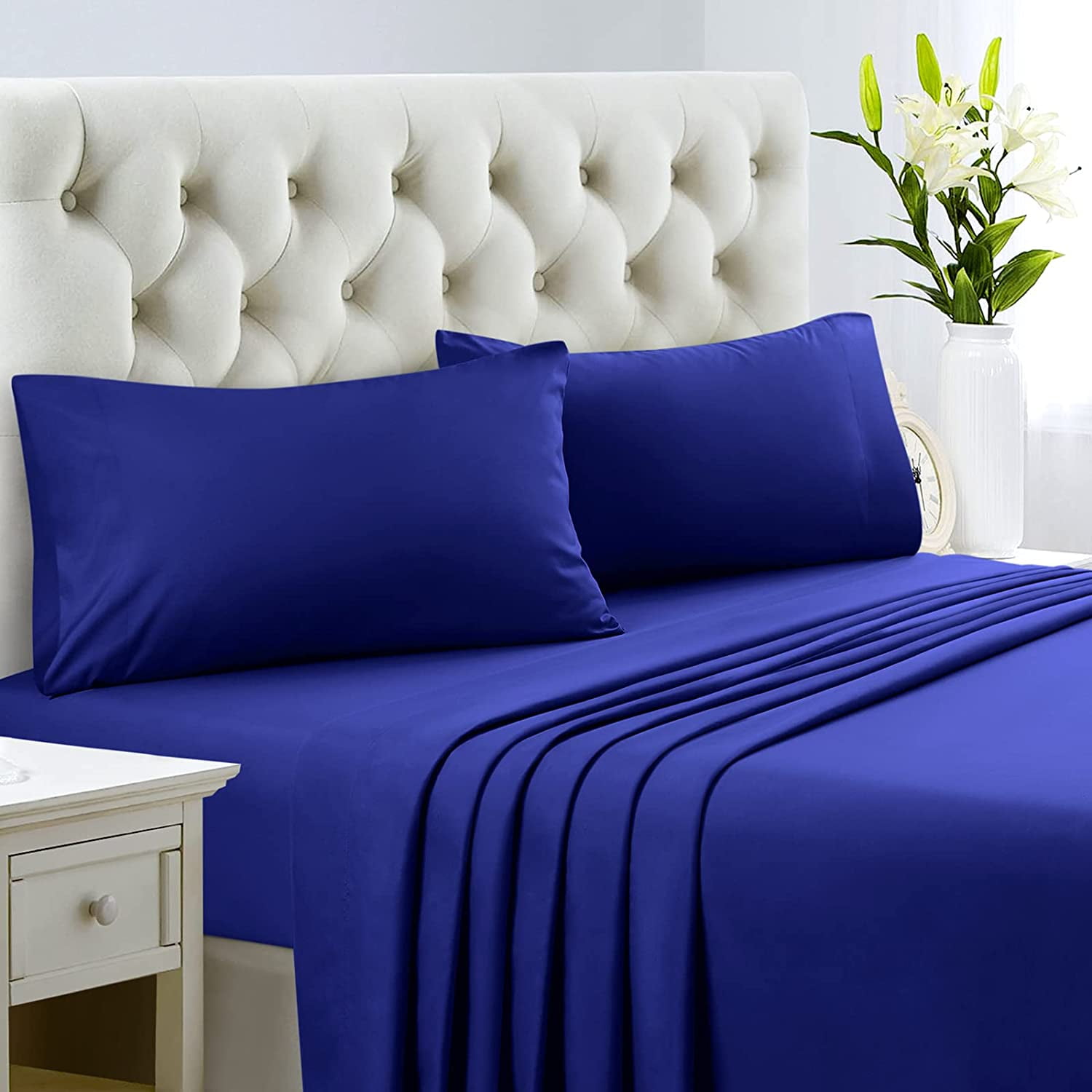 5 PC Reversible Comforter Set 1000 TC Egyptian Cotton US Queen & Solid Colors 