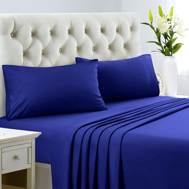 500 Thread Count 4 Piece Quality Sheet Set 27 Inch Deep Pocket 100% Egyptian Cotton Solid Pattern