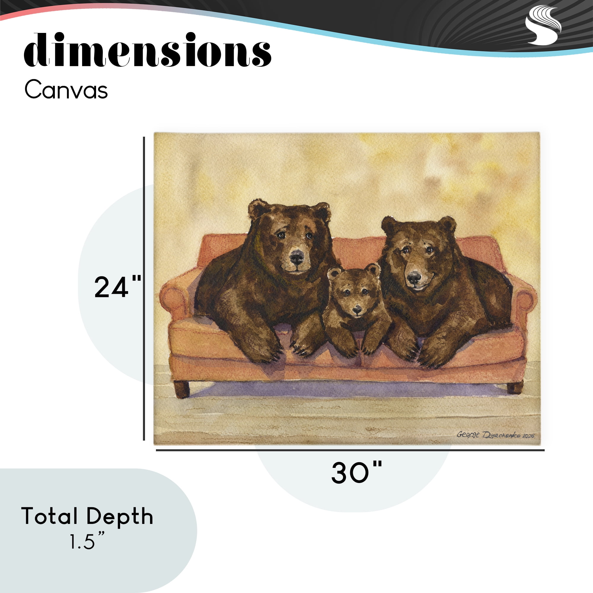 Stupell Industries Bear Family Trio Canvas Wall Art, design by George Dyachenko