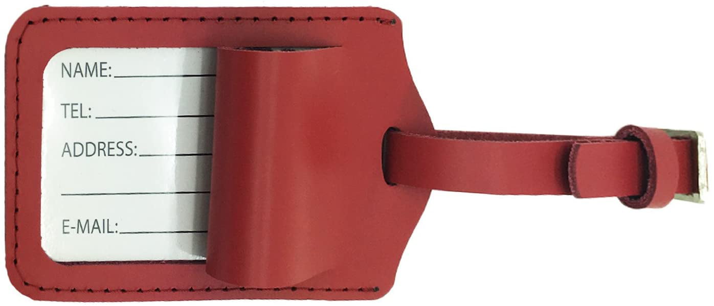 Yellow AVIMA® Premium 100% Genuine Handcrafted Leather Luggage Bag Tag 2 Piece 