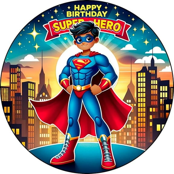 7.5x Inch Edible Cake Toppers – Hero Power Themed Birthday Party Collection of Edible Cake Decorations