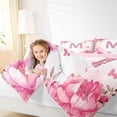 thumbnail image 4 of Homewish Pink Sparking Print Bedding Comforter Set,Rustic Flower Floral Twin Comforter Sets,First Letter M Bedding Set For Girls,Super Cozy Room Decor Reversible,2-Piece, 4 of 8
