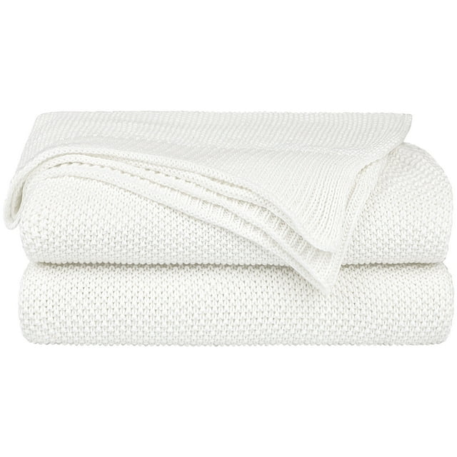 Unique Bargains Couverture Jetée Tricotée Douce 100 % Coton Unie pour Canapé Sofa Chambre
