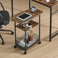 thumbnail image 7 of Narrow Side Table with Wheels, 3-Layer Storage Shelves, Slim Nightstand, Rustic Brown, for Small Spaces, 7 of 7
