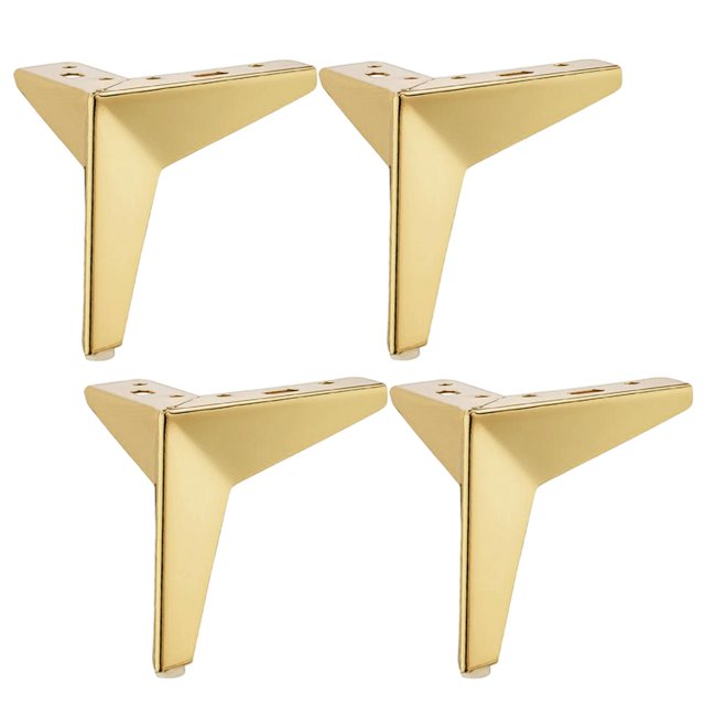 4 patas triangulares resistentes para sofá, muebles, patas de repuesto para mesa de centro. Oro 13cm
