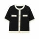 thumbnail image 4 of HH TRAF Otoño Mujer Elegante Suéter Tops 4-color Cuello redondo Manga corta Bolsillo Un Solo Pecho Mujer Casual Tejido Abrigo Mujer, 4 of 5