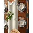 thumbnail image 2 of nqOlkjepod Beige Striped Table Runner 72 Inches Long Farmhouse Dress Scarves, Modern Farmhouse Beige White Stripes Dining Tablerunner for Coffee Table/Kitchen Island/Party Décor, 16" x 72", 2 of 8