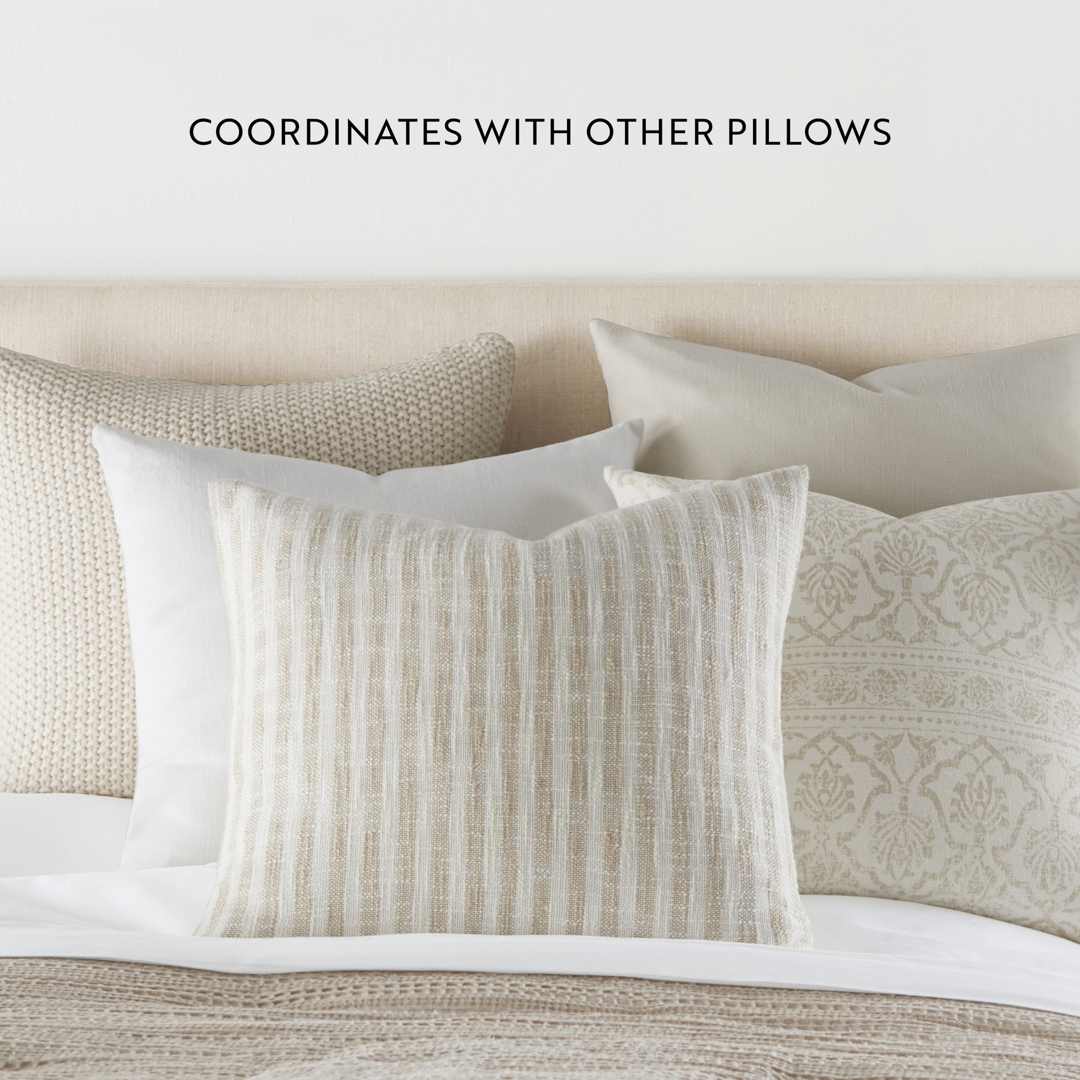 2-Pack Decor Throw Pillows in Cotton Slub Antique Floral and Acrylic Knit by Comfort Canopy