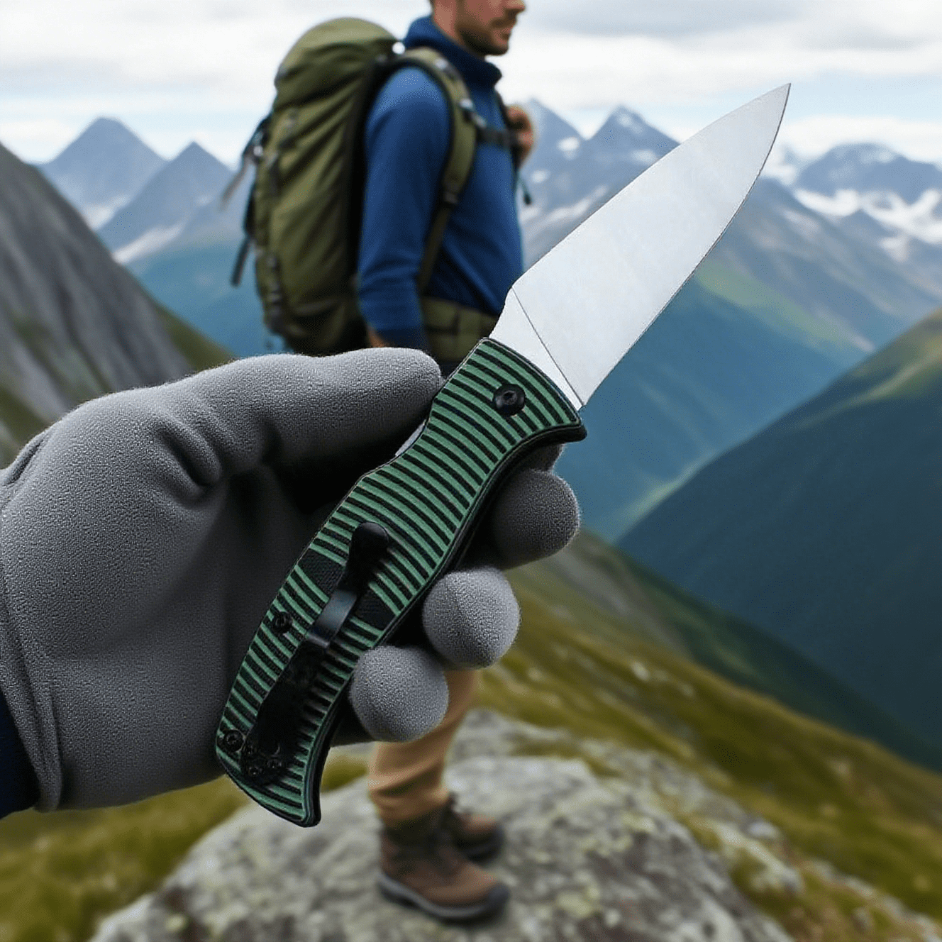 Camping Folding Knife Folding Tactical Knife Pocket Knifes, 9Cr18MoV Steel Blade G10 Handle,Cool Gifts for Men & Women