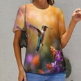 thumbnail image 6 of Flower Hummingbird Women's T-Shirt Short Sleeve T Shirts Tops Tee Ladies Loose T, 6 of 6