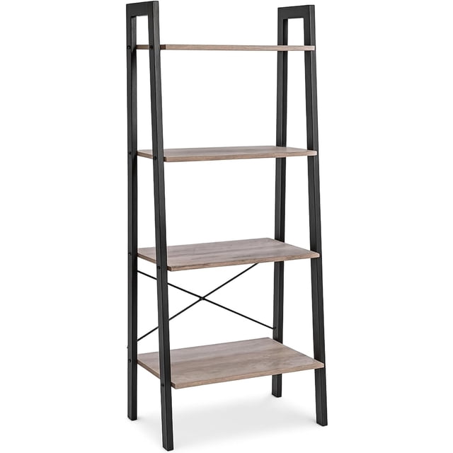 Librero Estante Organizador de 4 Niveles Bluelander, Estanteria de Escalera, Organizador, Café Claro