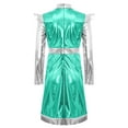 thumbnail image 4 of Aislor Kids Girls Halloween Carnival Party Role Play Outer Space Alien Costume Glossy Long Sleeve Dress Mint Green 12, 4 of 7