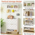 thumbnail image 6 of Tribesigns Shoe Storage Cabinet with Cubby Coat Rack, Free Standing Entryway Shoe Rack Cabinet with 2 Flip Drawers,5 Hooks,3 Storage Cubbies for Hallway, Mudroom,3-in-1Design, 6 of 7