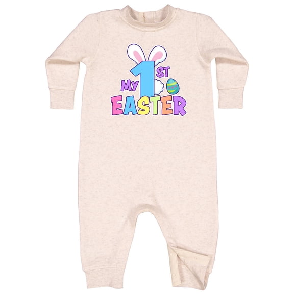 Inktastic My 1st Easter One with Bunny Ears and Tail Baby Fleece Romper