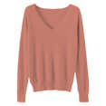 thumbnail image 4 of IMENGL Women's spring solid short lace v neck pullover, Pink L, Size M-2XL, 4 of 4