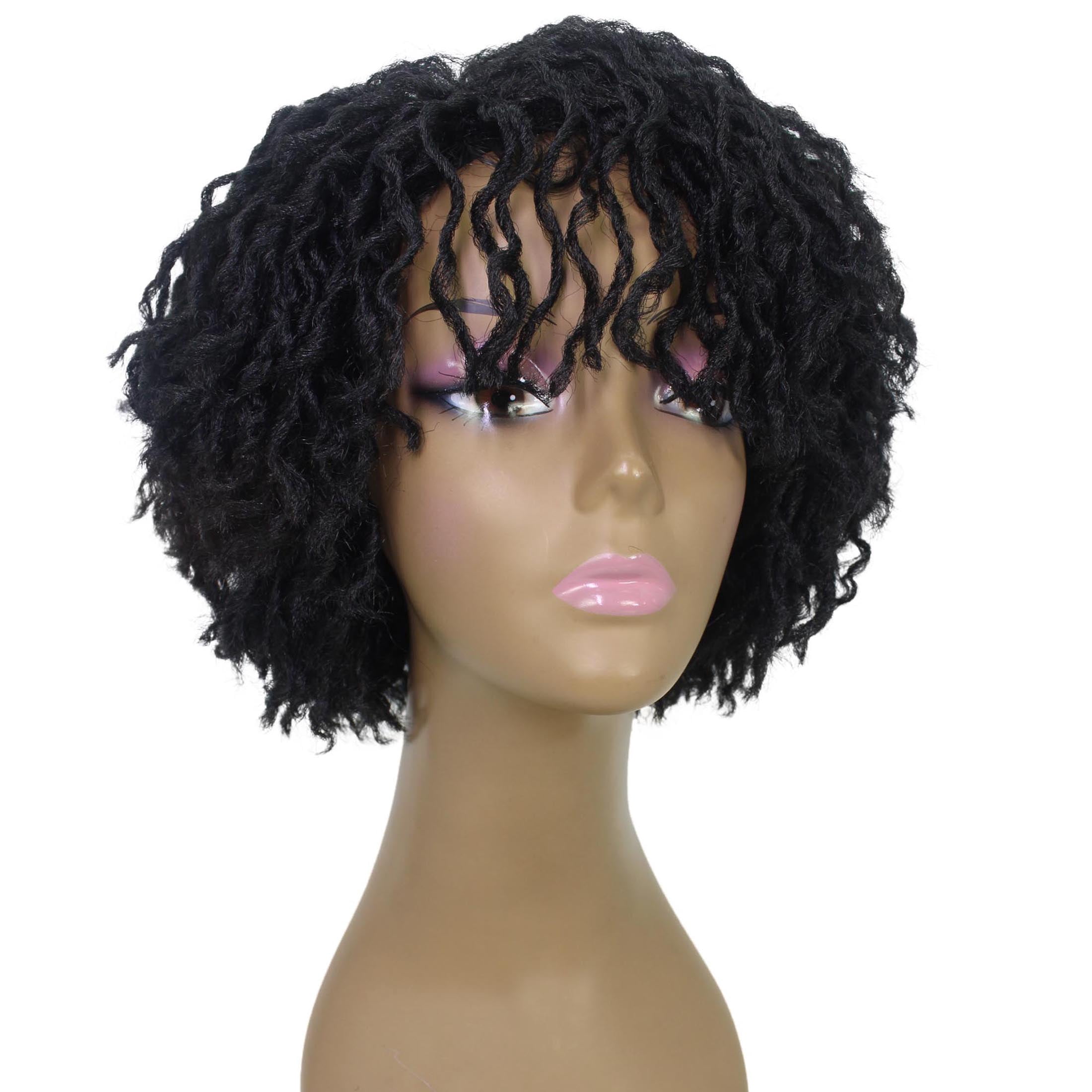 LUXLUXE 10" Black Full Wig for Women | Pixie Cut Synthetic Dreadlock Wig | No Lace, Heat-Resistant for Party & Daily Wear