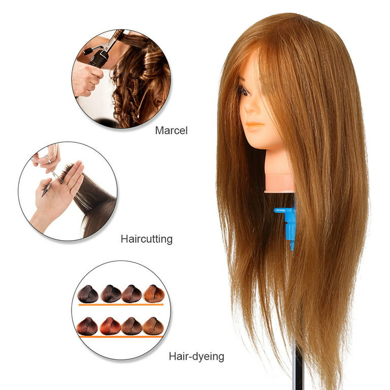 Manikin Head with Human Hair Doll Practice Beauty School Mannequin