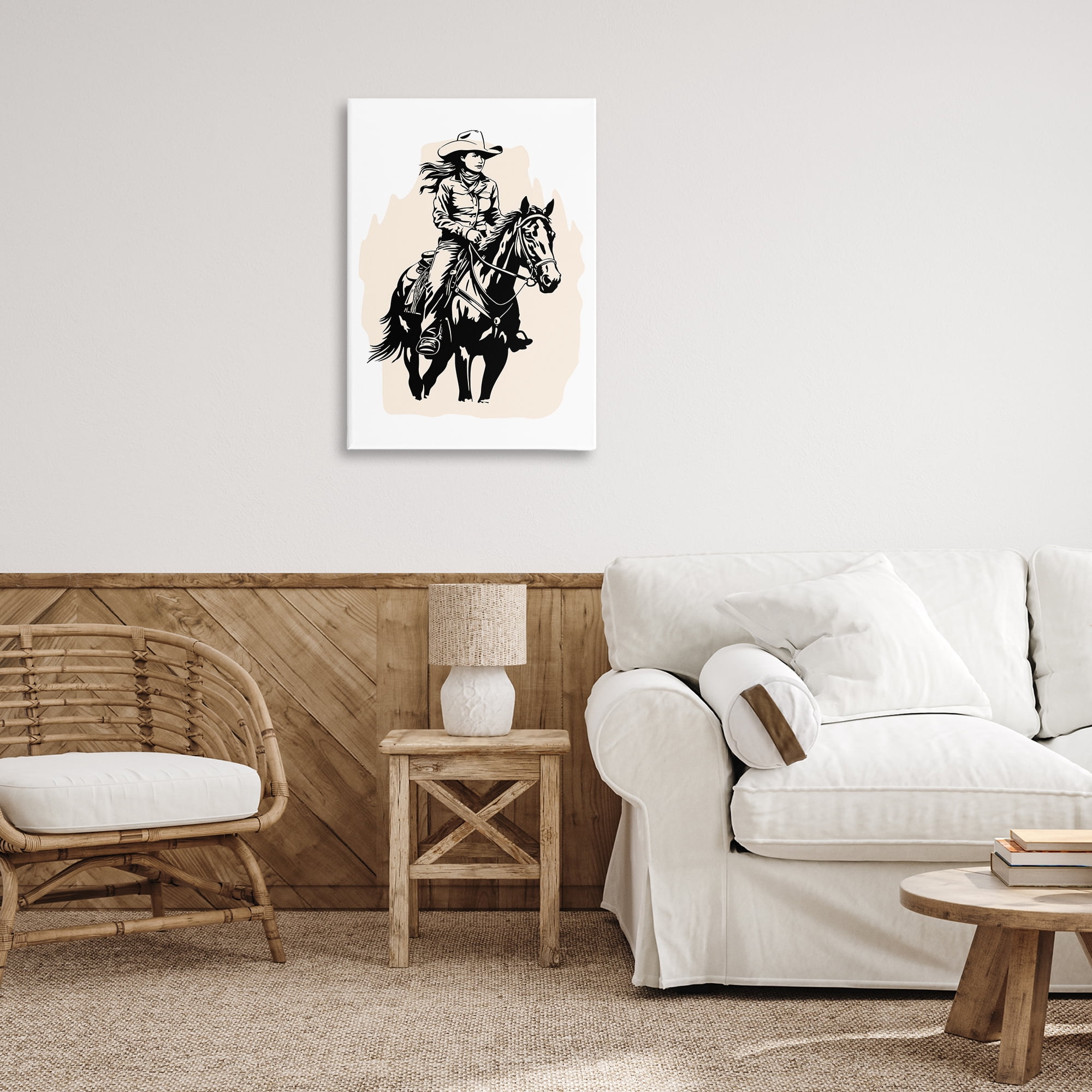 Stupell Industries Saddle Sisters Cowgirl People Painting Wrapped Canvas Art Print Wall Art, 20 x 30