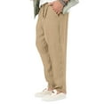 thumbnail image 3 of Innerwin Trousers Drawstring Men Bottoms Holiday High Waist Lightweight Summer Pants Khaki L, 3 of 4
