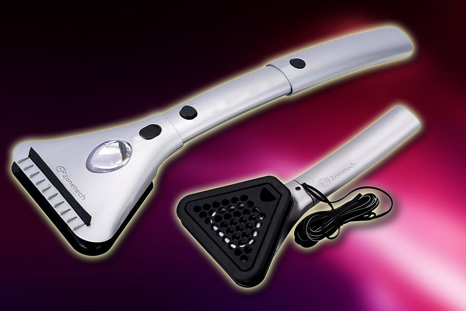 Zone Tech Heated Car Window Snow/Ice Scraper with Light Extendable