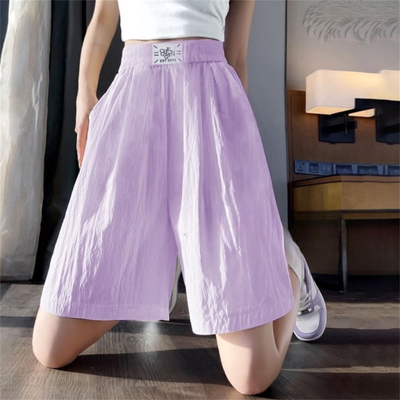 Shorts for Girls Purple Elastic Causal Sports Summer Girl Clothes Biker Shorts for Girls 11-12 Years
