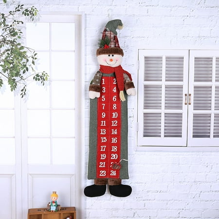 Christmas Advent Calendar Non-woven Fabric Santa Claus Snowman Xmas Gift New Year Countdown Hanging Ornaments Home Office Door