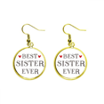 thumbnail image 1 of Mejor hermana nunca citar corazon Ear Dangle Golden Drop Earring Jewelry Mujer Unbranded M, 1 of 3