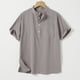 thumbnail image 1 of Ceisia Men's Shirt | Loose Stand Collar Short Sleeve Cotton-Linen Shirt | Breathable Textured Wrinkle (Multiple Solid Colors) Gift, 1 of 6