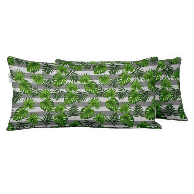 VargottamIndoor/OutdoorPolyester FabricLumbarPillowCover,All-Weather Waterproof Rectangular Cushion Case for Patio Furniture,12" x 20"Set of 2 -Tropical-47