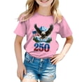thumbnail image 5 of mgoYE Girls Boys American Flag Shirt Short Sleeve USA 4th of July Flag Tops Loose Patriotic Novelty T-Shirts Navy 250th Anniversary Gifts Girls(Pink,9-10 Years), 5 of 5