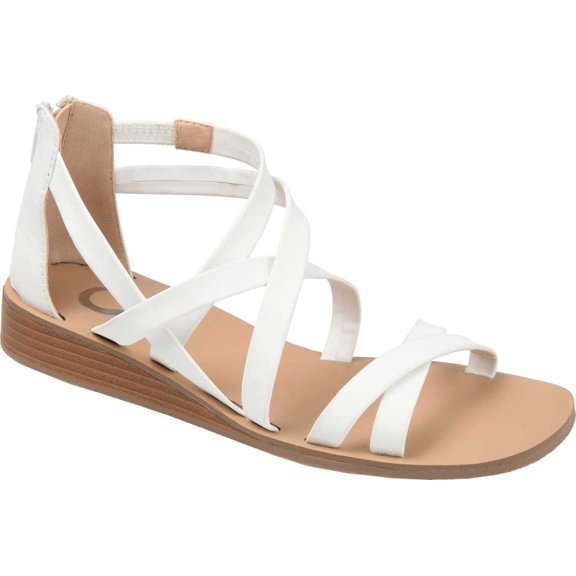 Journee Collection Womens Lanza Faux Leather Ankle Strap Flat Sandals
