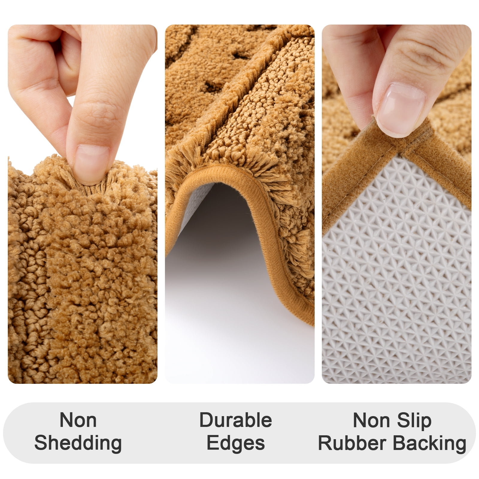 Bathroom Rugs Sets 3 Piece, Soft Absorbent Microfiber Bath Mats and U-Shaped Contour Toilet Rug, Plush Shaggy Bath Mat Set for Bathroom