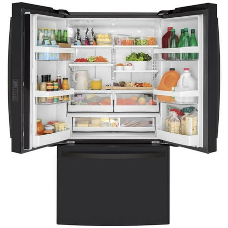 GE - 23.1 Cu. Ft. French Door Counter-Depth Refrigerator - Black slate