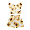 thumbnail image 1 of Icvfdpl Kids Girls Summer Outfits Sunflower Ruffle Print Tops Floral Bow Shorts 2Pcs Clothes Set Breathable 6-9 Months, 1 of 4