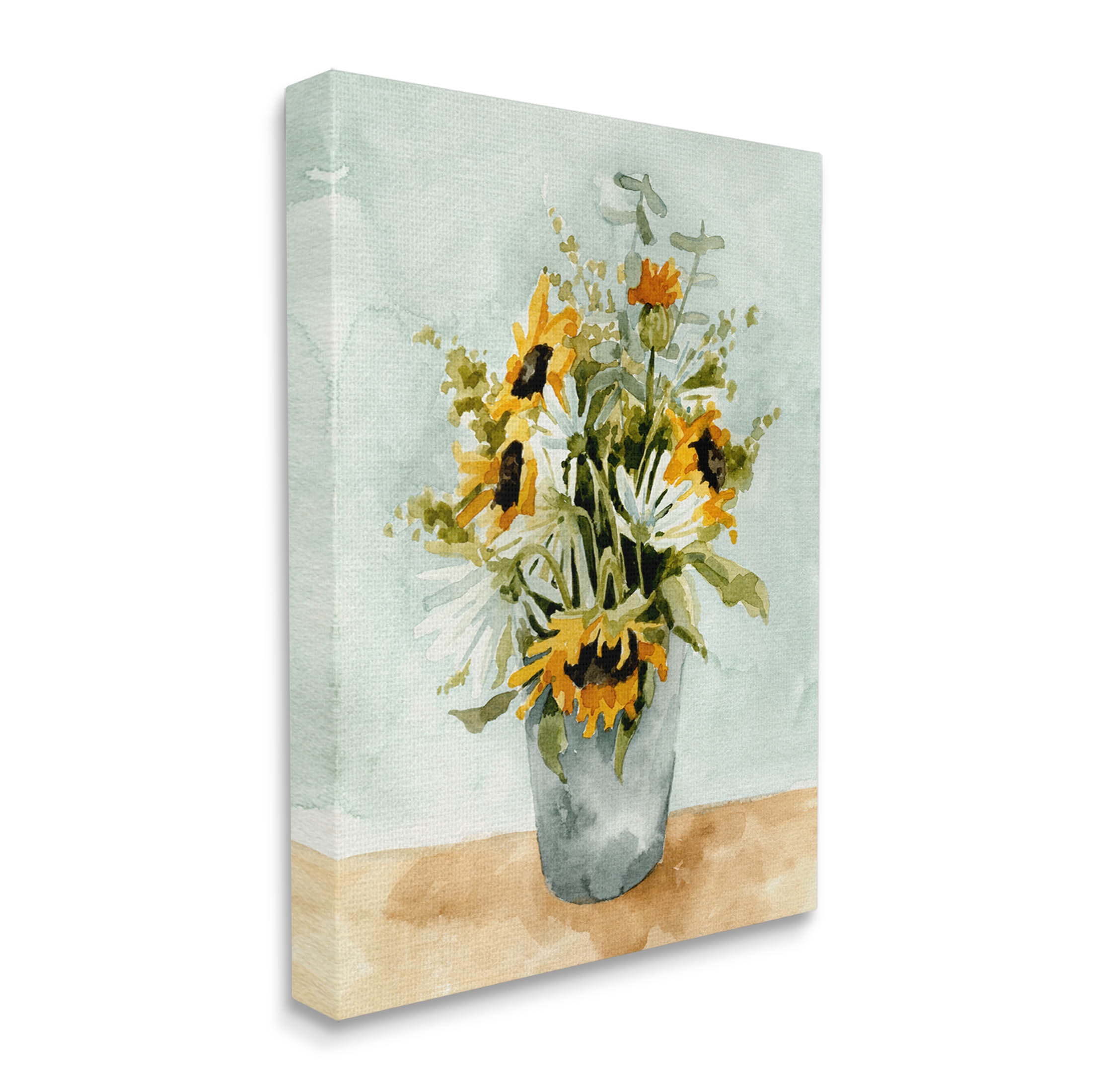 Stupell Industries Sunflower Blossom Watercolor Detail Painting Gallery Wrapped Canvas Print Wall Art, Design by Emma Caroline