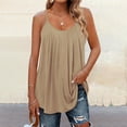 thumbnail image 2 of Yubnlvae Khaki Women Pleated Top Shirt Spaghetti Strap Camisole Fit Casual Sleeveless Summer Tank Tops Fashion Shirt, 4Xl, 2 of 6