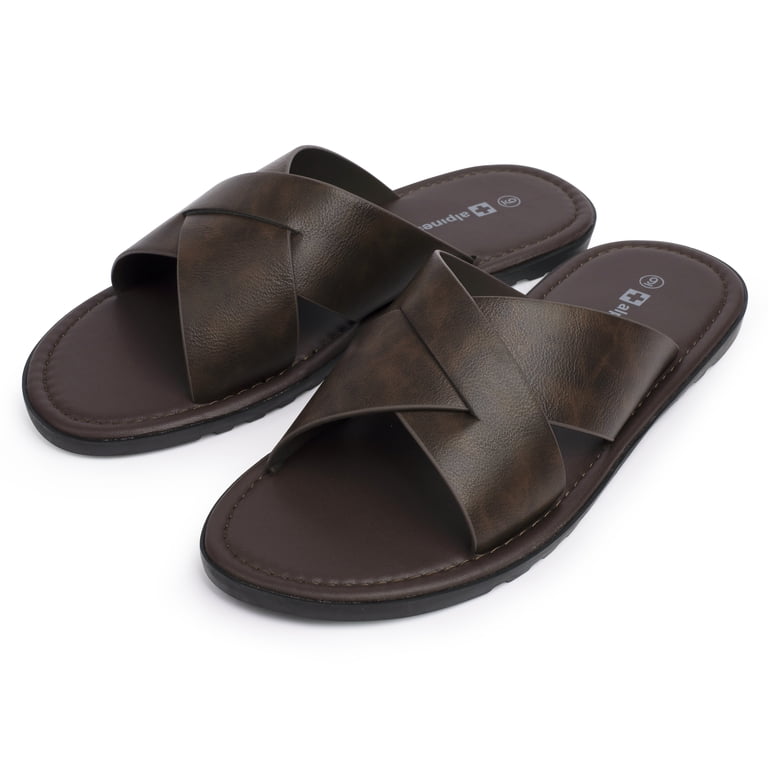 Alpine Swiss Hugo Mens Vegan Leather Slide Sandals Dressy Comfy Indoor Outdoor Amazon.com | Alpine Swiss Hugo Men main image 2