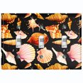 thumbnail image 1 of Metal Light Switch Wall Plate Outlet Cover (Colorful Sea Shells Pattern Black - Triple Toggle), 1 of 2