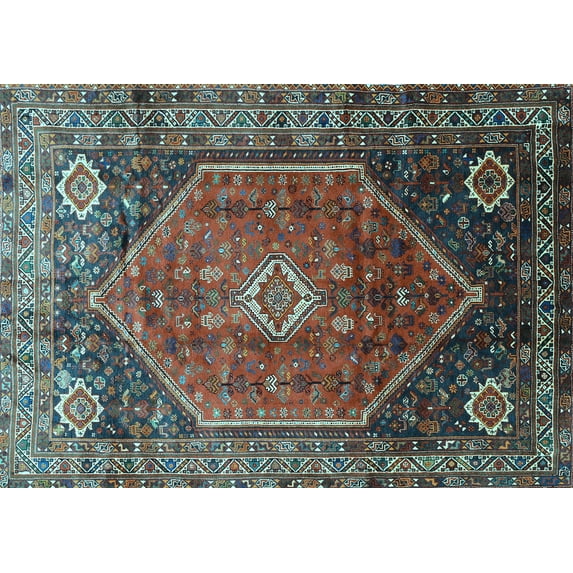 Ahgly Company Indoor Rectangle Persian Light Blue Traditional Area Rugs, 3' x 5'