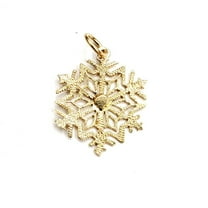 14k Yellow Gold Winter SnowFlake Pendant charm gift for her fine jewelry 0.8g