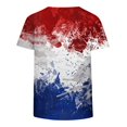thumbnail image 4 of Camisetas de Manga Corta para Mujeres de Poliéster Ligero, Estampado Patriótico Cuello Redondo Camiseta Top para Uso Informal, Diario Y Vacaciones, 4 of 5