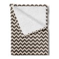 thumbnail image 2 of Chevron Soft Flannel Fleece Blanket, Simplistic Zigzags Abstract Pattern Illustration in Creative Earthy Tones, Cozy Plush for Indoor and Outdoor Use, 60" x 80", Dark Taupe Champagne, by Ambesonne, 2 of 5