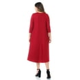 thumbnail image 5 of Pastel by Vivienne Women's Swing Three-Quarter Sleeve Midi Dress Plus Size Casual Formal Red XX-Large, 5 of 5