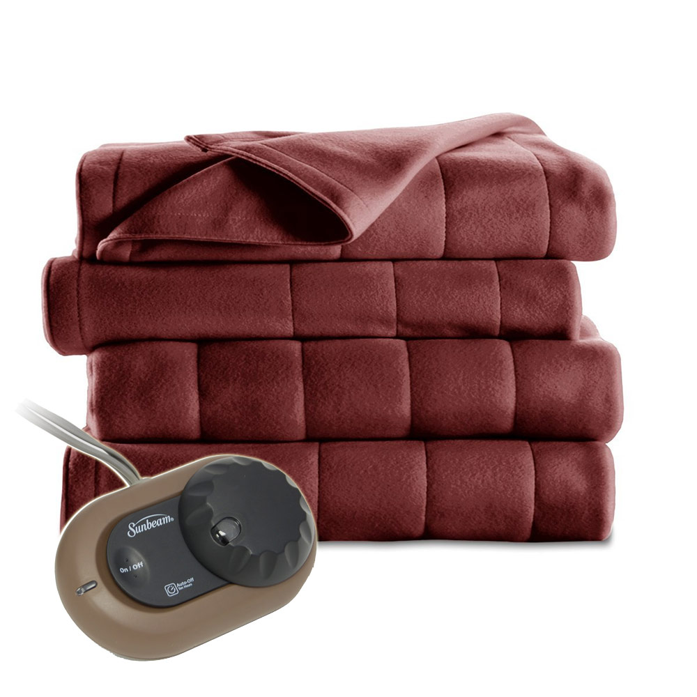 Sunbeam Heated Electric Blanket Royal Dreams Quilted Fleece Twin