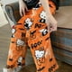 thumbnail image 5 of Pantalones de pijama BIUGNVW con dibujos animados de franela naranja M, 5 of 5