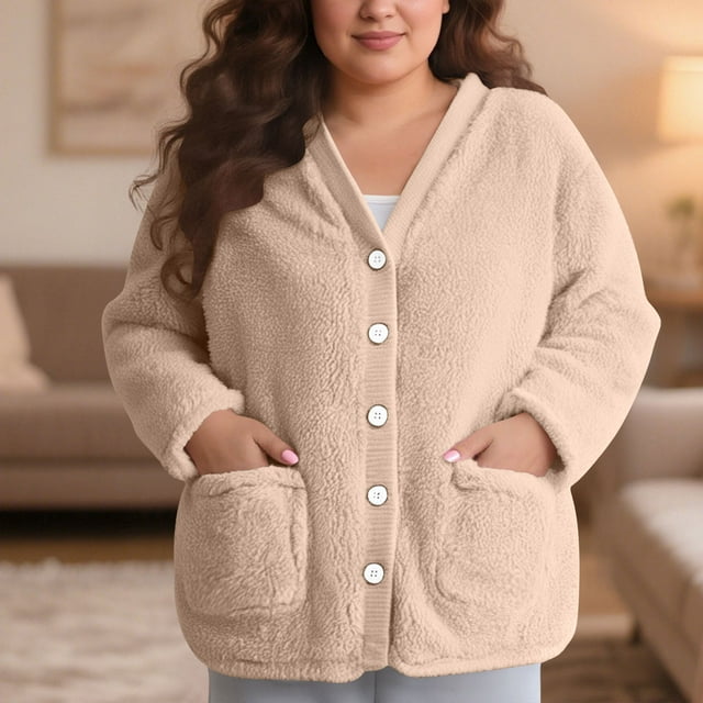 Wensltd Womens Fuzzy Plush Pajama Comfortable Soft Warm Homewear Winter Sleepwears with Pockets