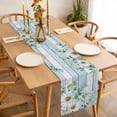 thumbnail image 3 of Table Runner 48 Inches Long for Kitchen Dining, Daisy Spring Floral Dresser Scarf Farmhouse, Dining Table Decorations for Wedding/Parties, Eucalyptus Leaves Watercolor Wooden 13 x 48 In, 3 of 8