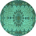 thumbnail image 1 of Ahgly Company Indoor Round Persian Turquoise Blue Traditional Area Rugs, 3' Round, 1 of 4